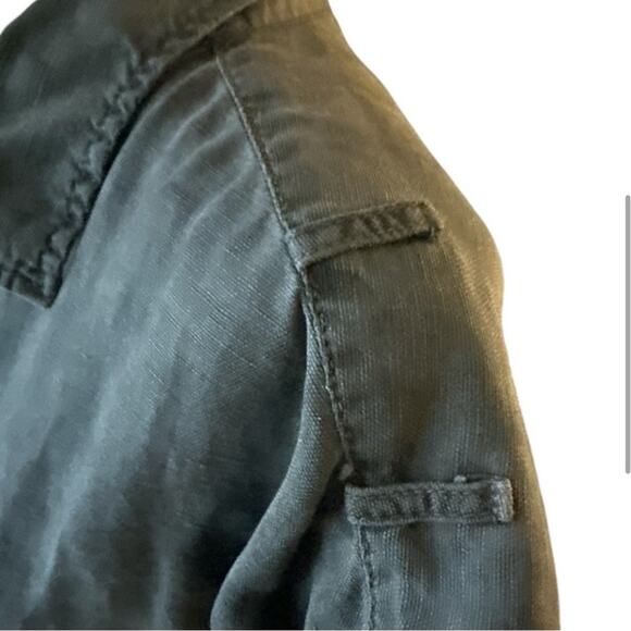 NSF Charcoal Gray Denim Belted Raw Hem Collared Shirt Dress – Size Medium - Picture 6 of 11